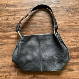 Talbots Pebbled Black Leather Hobo Shoulder Bag Purse